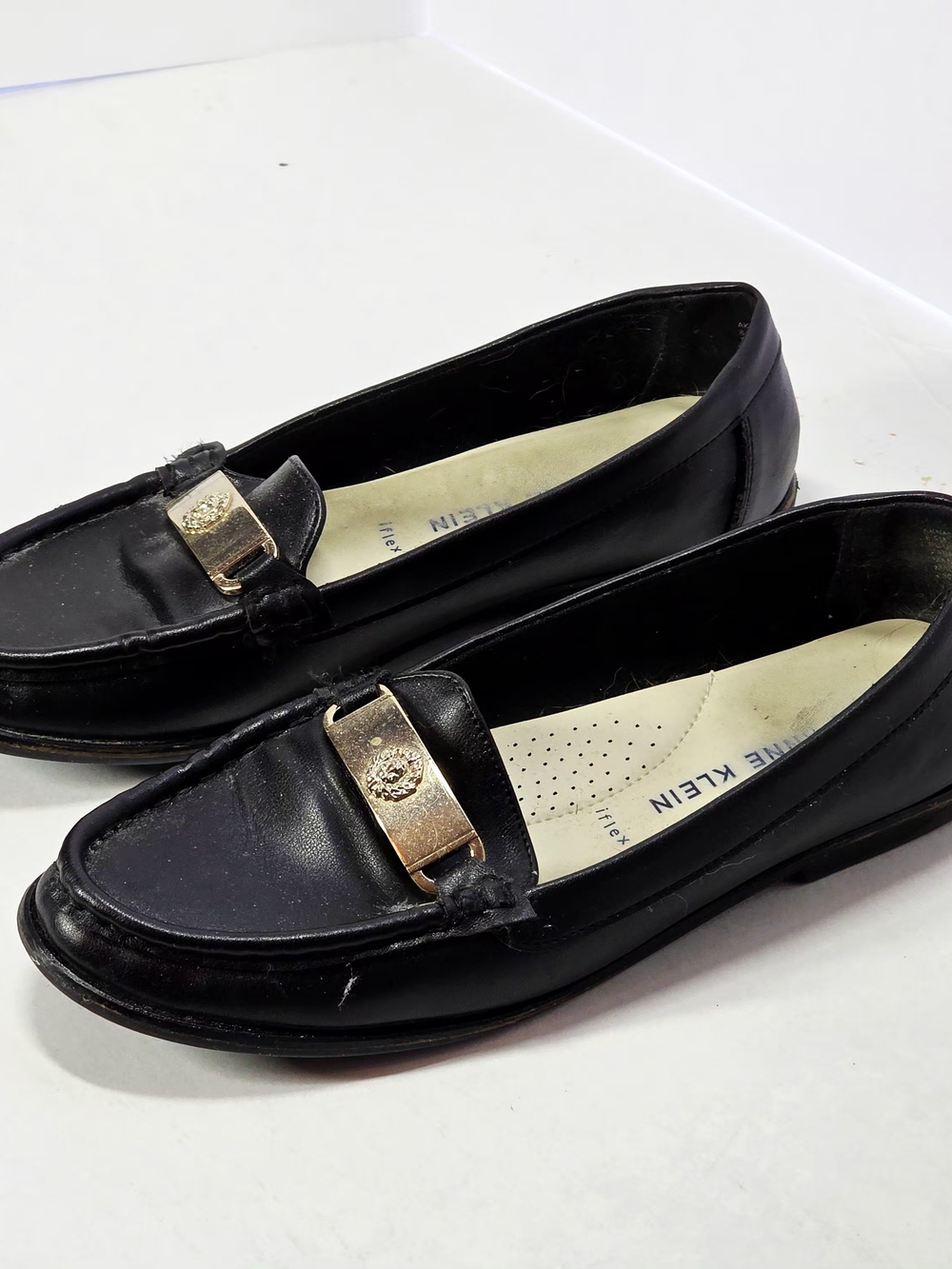 Anne Klein Naddie IFlex Black Leather Loafer’s Woman’s Size 8.5M Buckle Flats